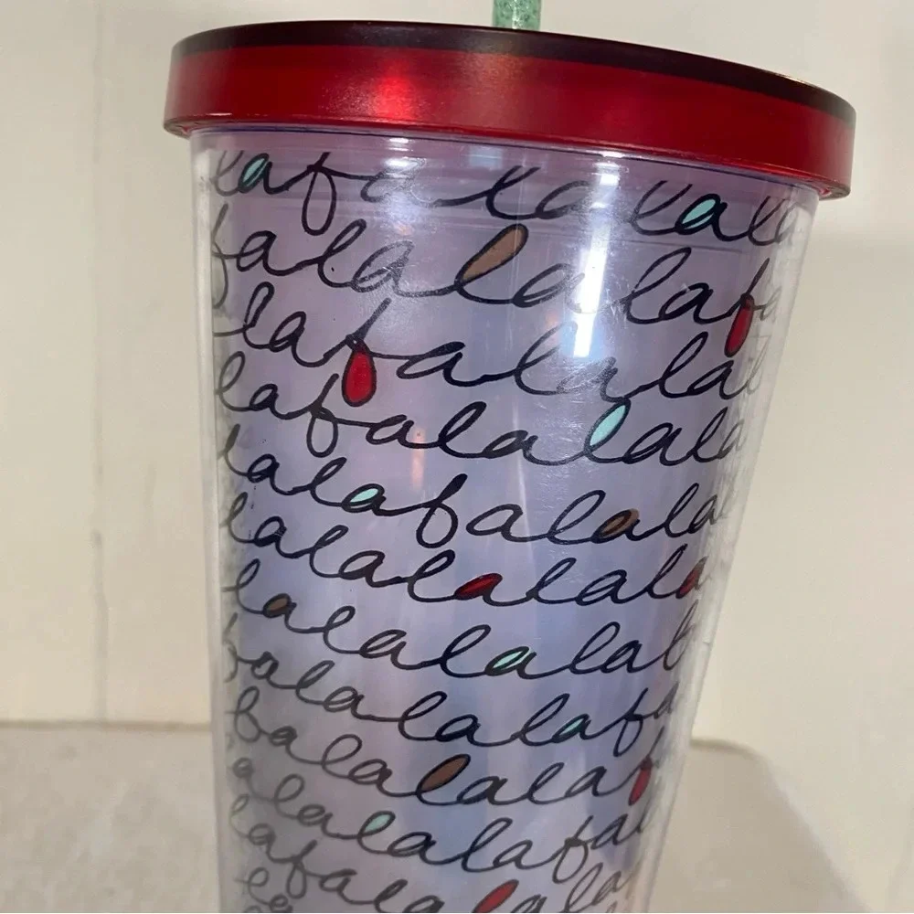 Starbucks Falala Venti 24oz Red White Green Christmas Holiday Travel Tumbler - Picture 5 of 6
